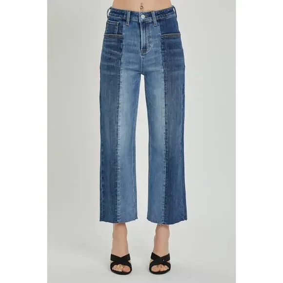 RISEN Mid-Rise Waist Two-Tones Jeans with Pockets - RDP5582X - Size 1XL - Picture 4 of 5